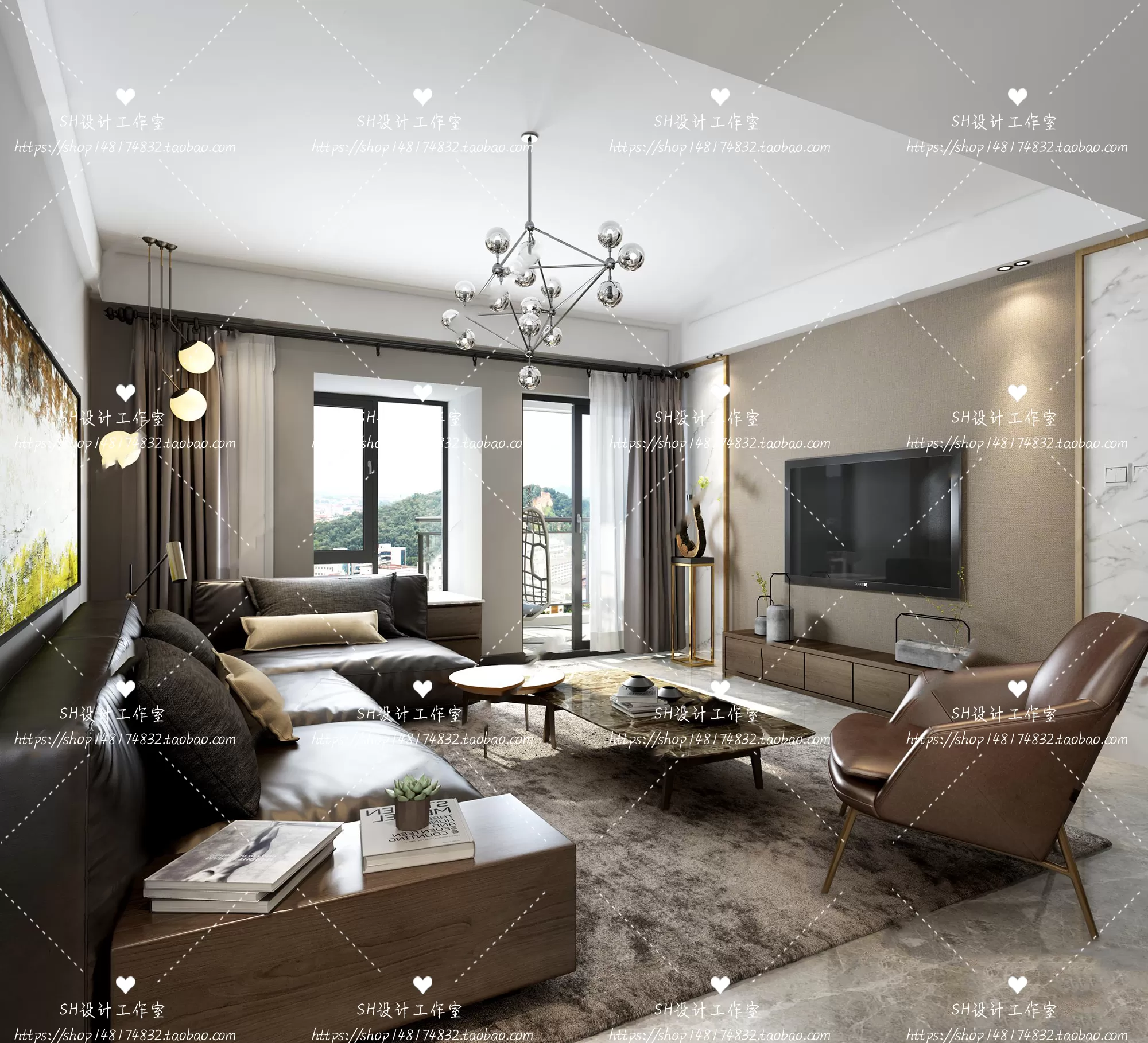 LIVING ROOM 3D SCENES – VRAY RENDER – 063