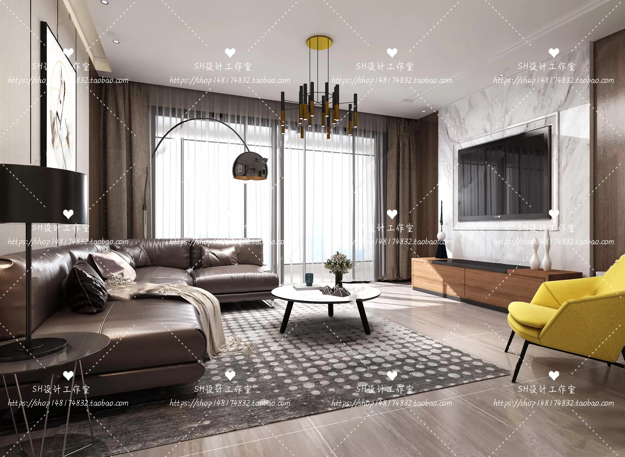 LIVING ROOM 3D SCENES – VRAY RENDER – 065