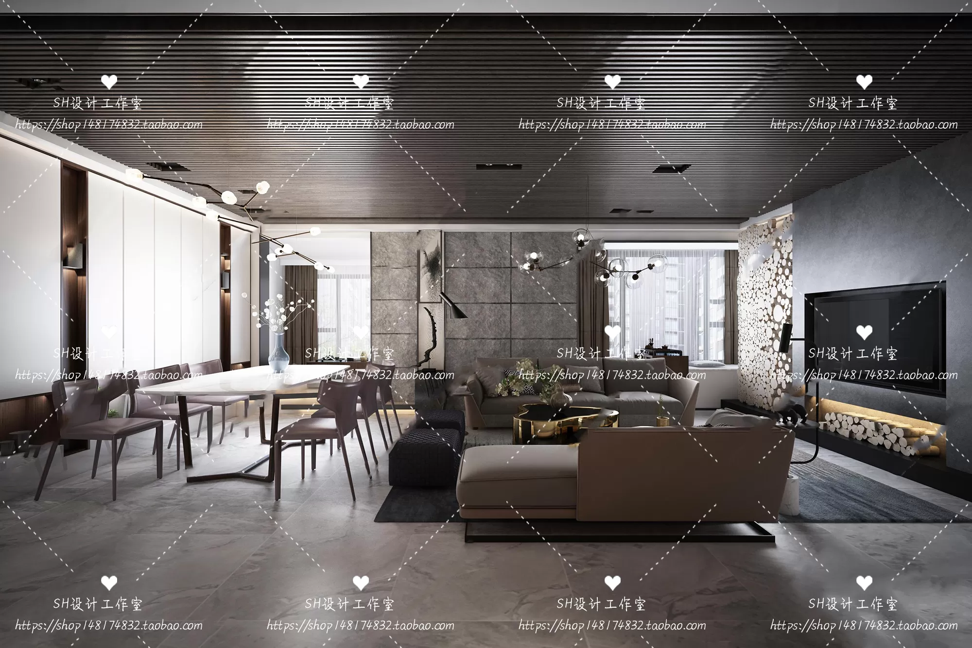 LIVING ROOM 3D SCENES – VRAY RENDER – 067