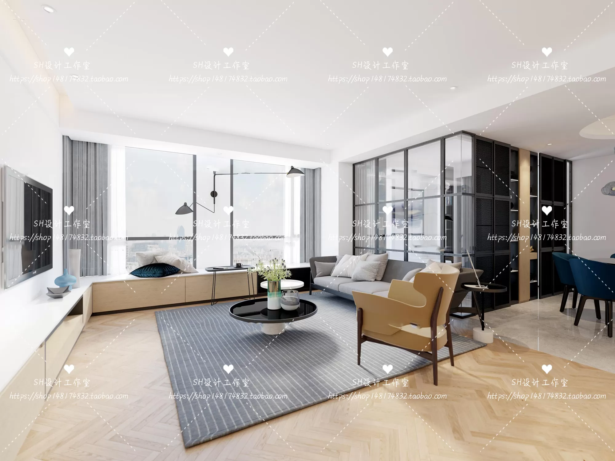 LIVING ROOM 3D SCENES – VRAY RENDER – 068