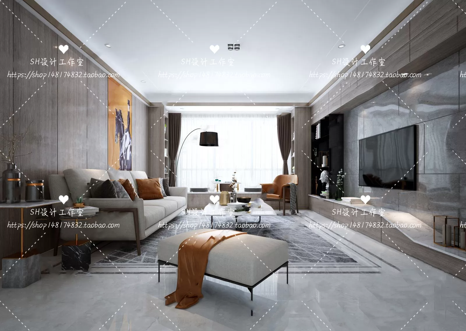 LIVING ROOM 3D SCENES – VRAY RENDER – 073