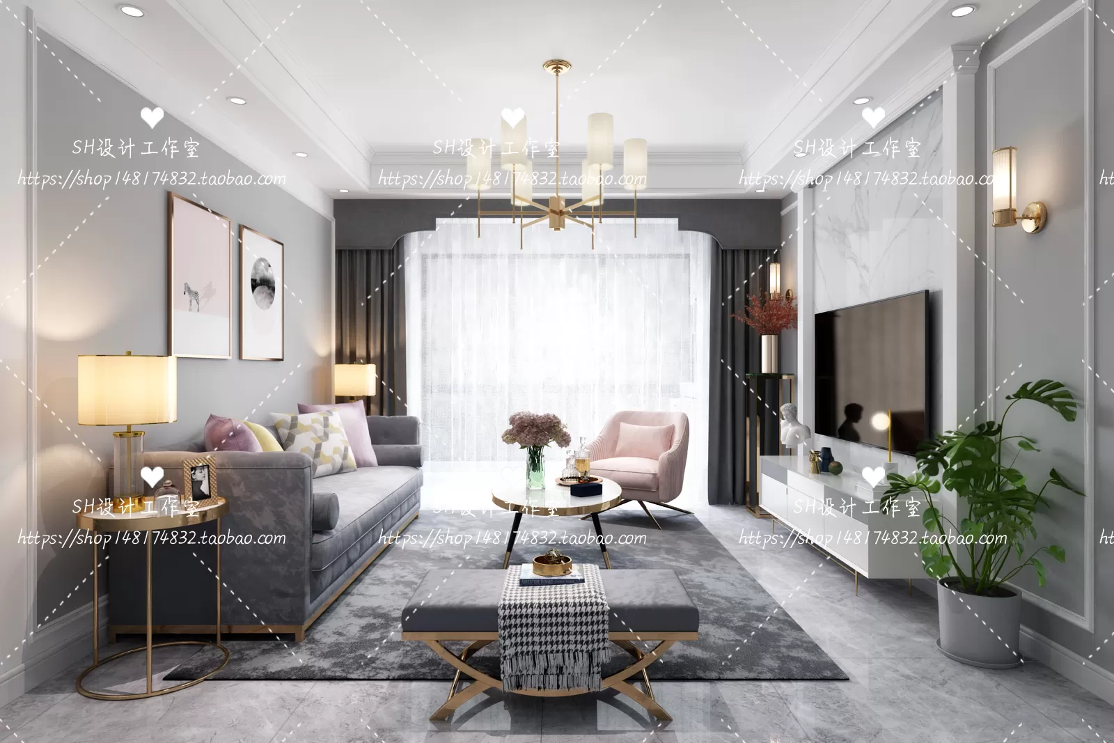 LIVING ROOM 3D SCENES – VRAY RENDER – 080