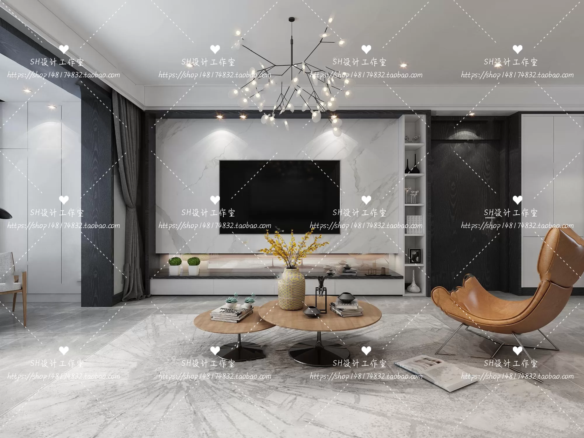 LIVING ROOM 3D SCENES – VRAY RENDER – 084