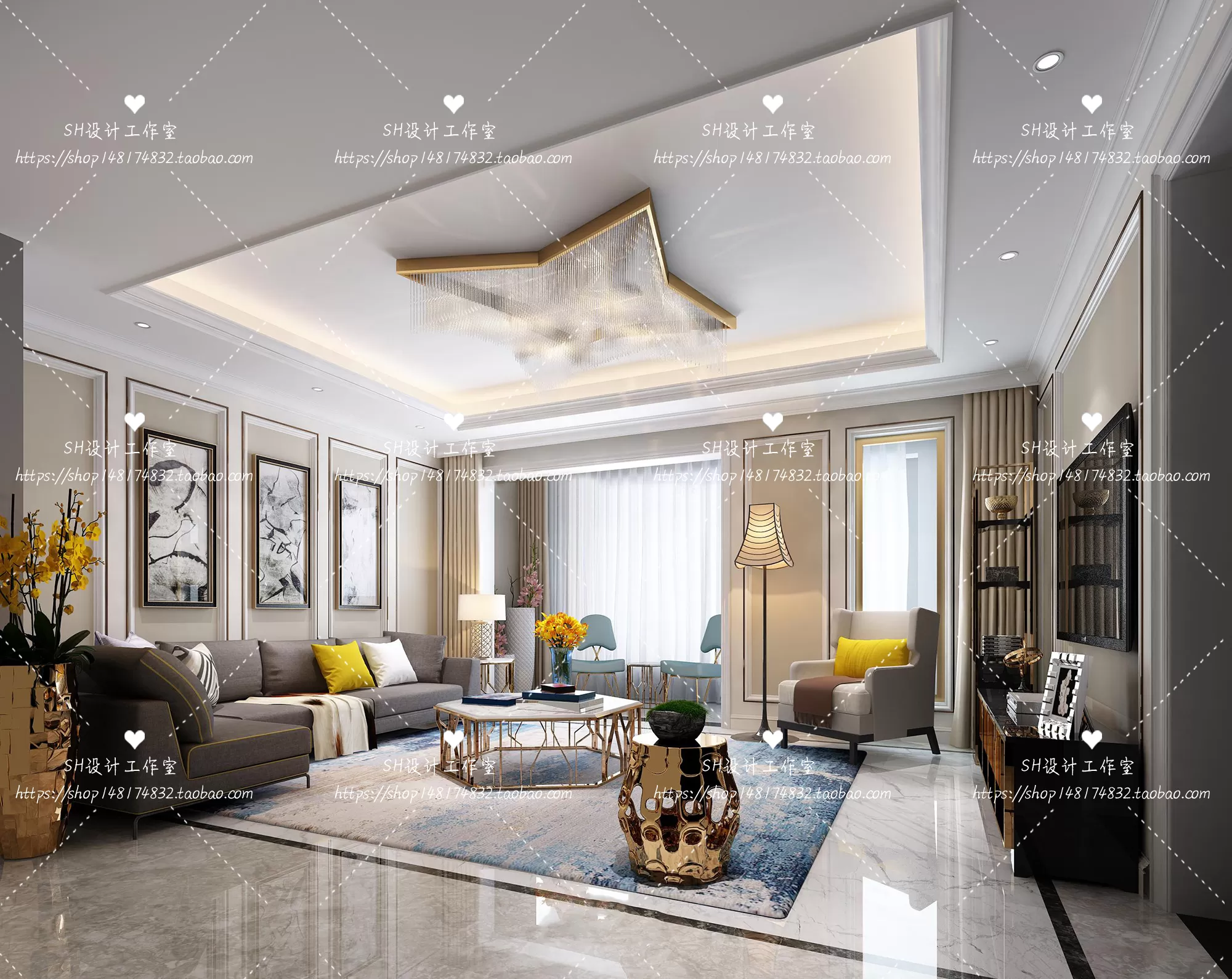 LIVING ROOM 3D SCENES – VRAY RENDER – 086