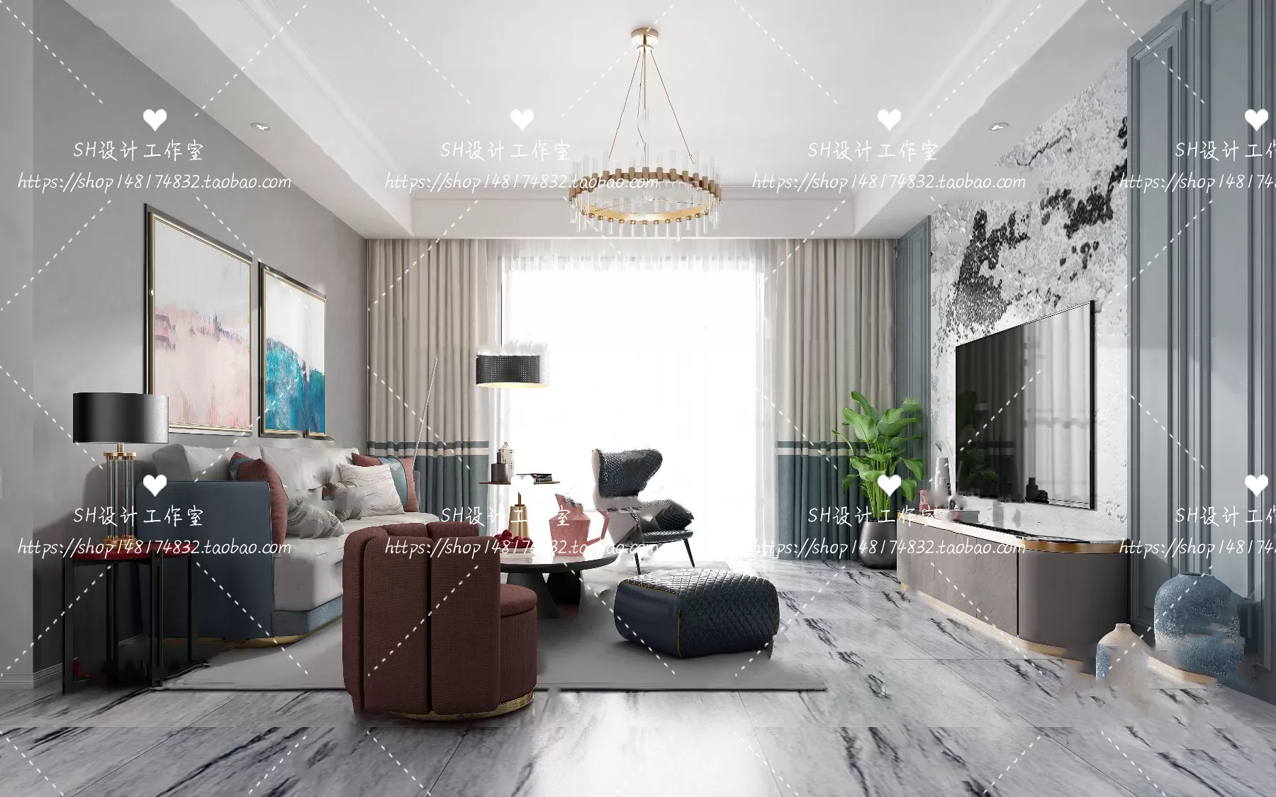 LIVING ROOM 3D SCENES – VRAY RENDER – 087