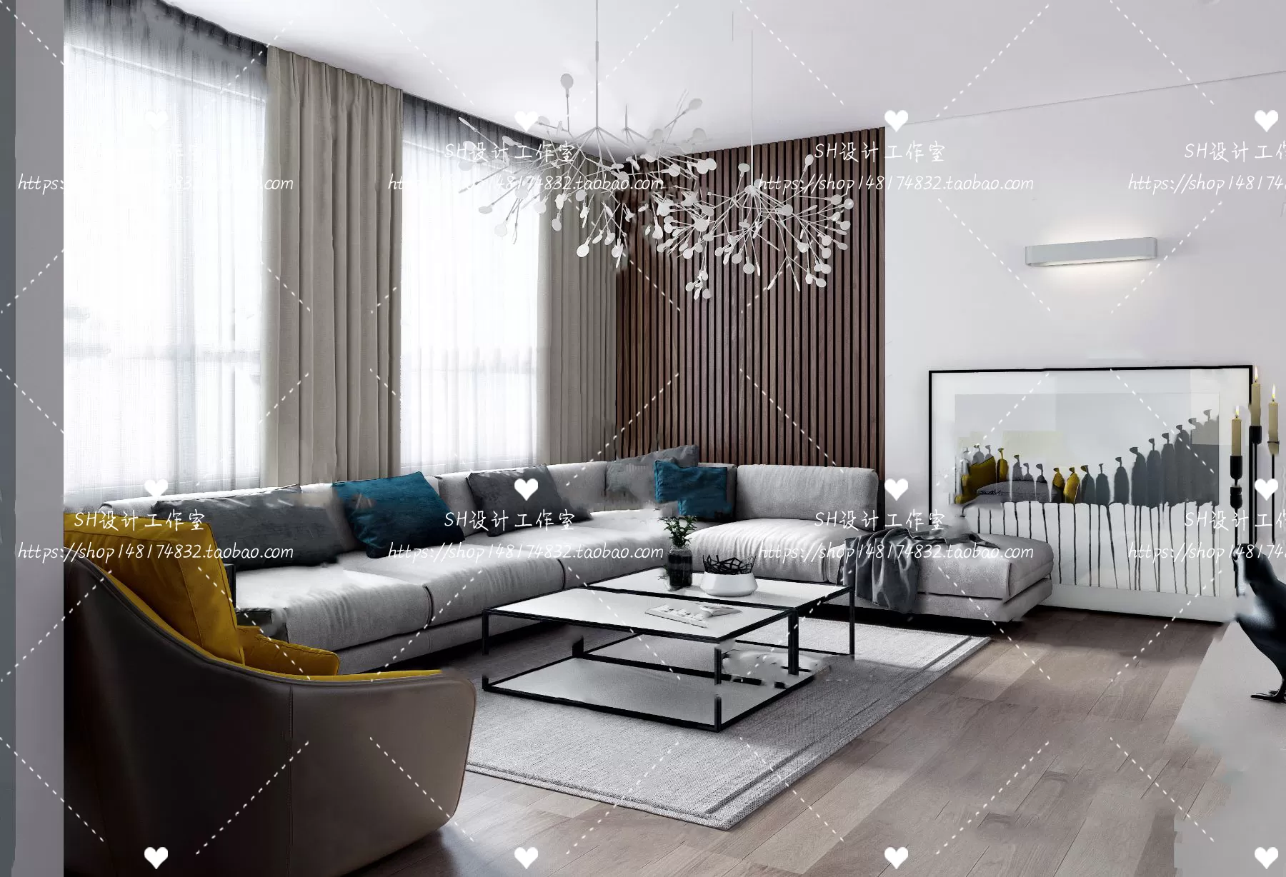 LIVING ROOM 3D SCENES – VRAY RENDER – 088