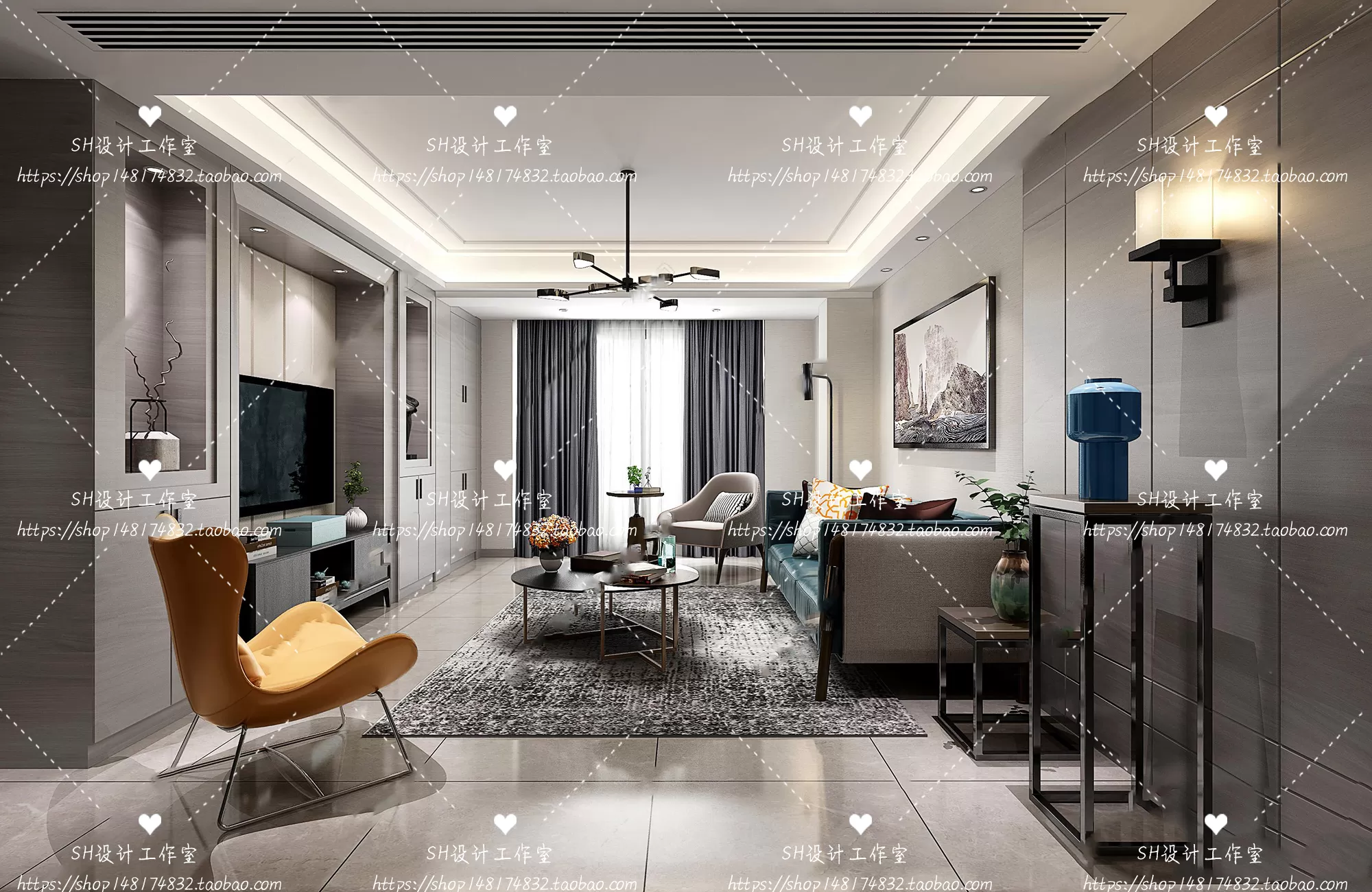 LIVING ROOM 3D SCENES – VRAY RENDER – 091