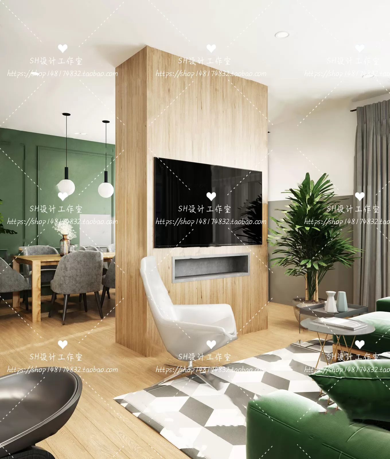 LIVING ROOM 3D SCENES – VRAY RENDER – 092