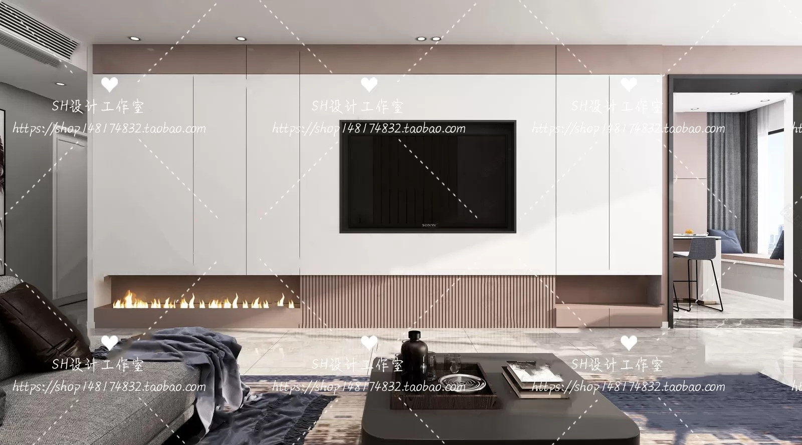 LIVING ROOM 3D SCENES – VRAY RENDER – 106