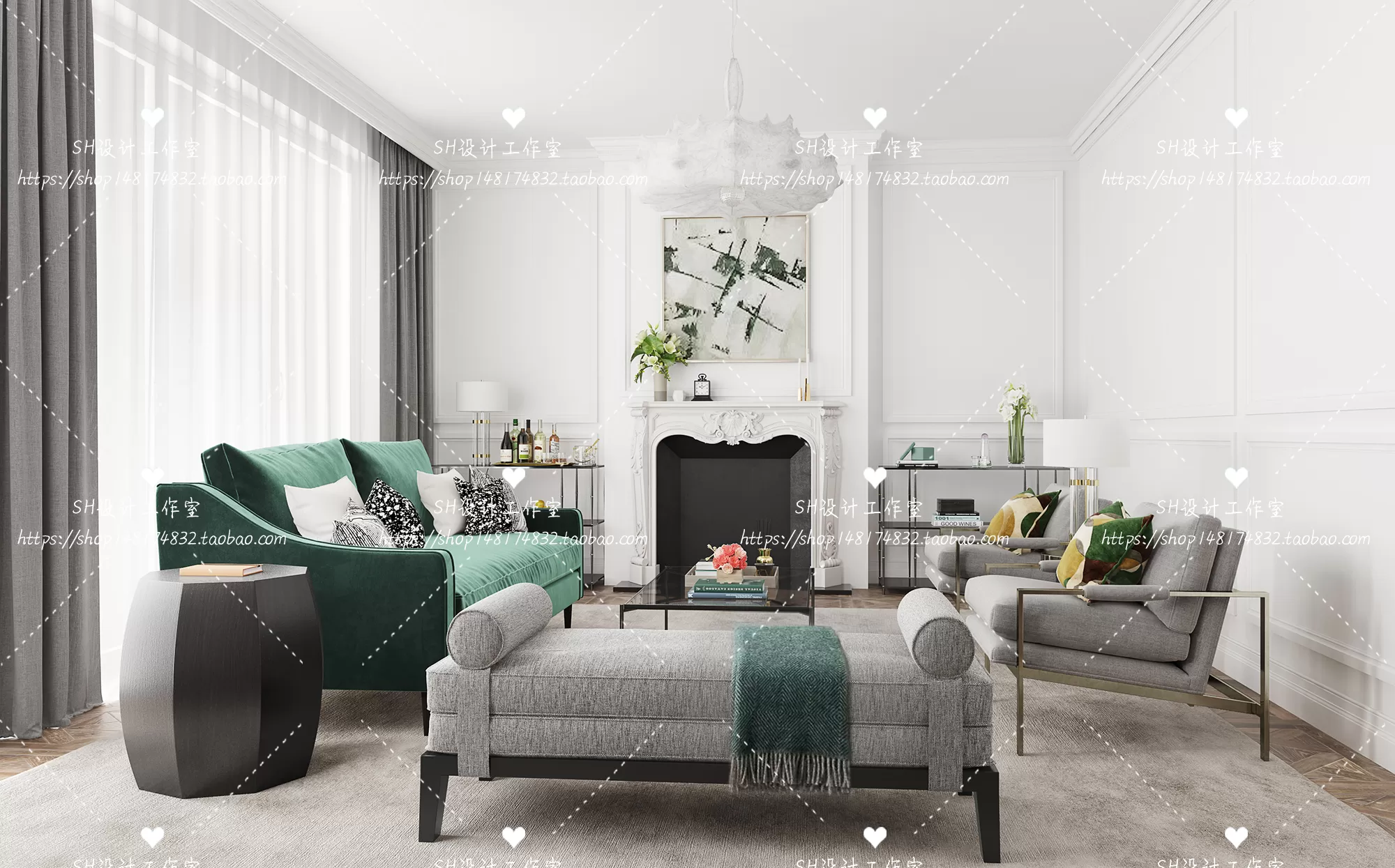 LIVING ROOM 3D SCENES – VRAY RENDER – 108