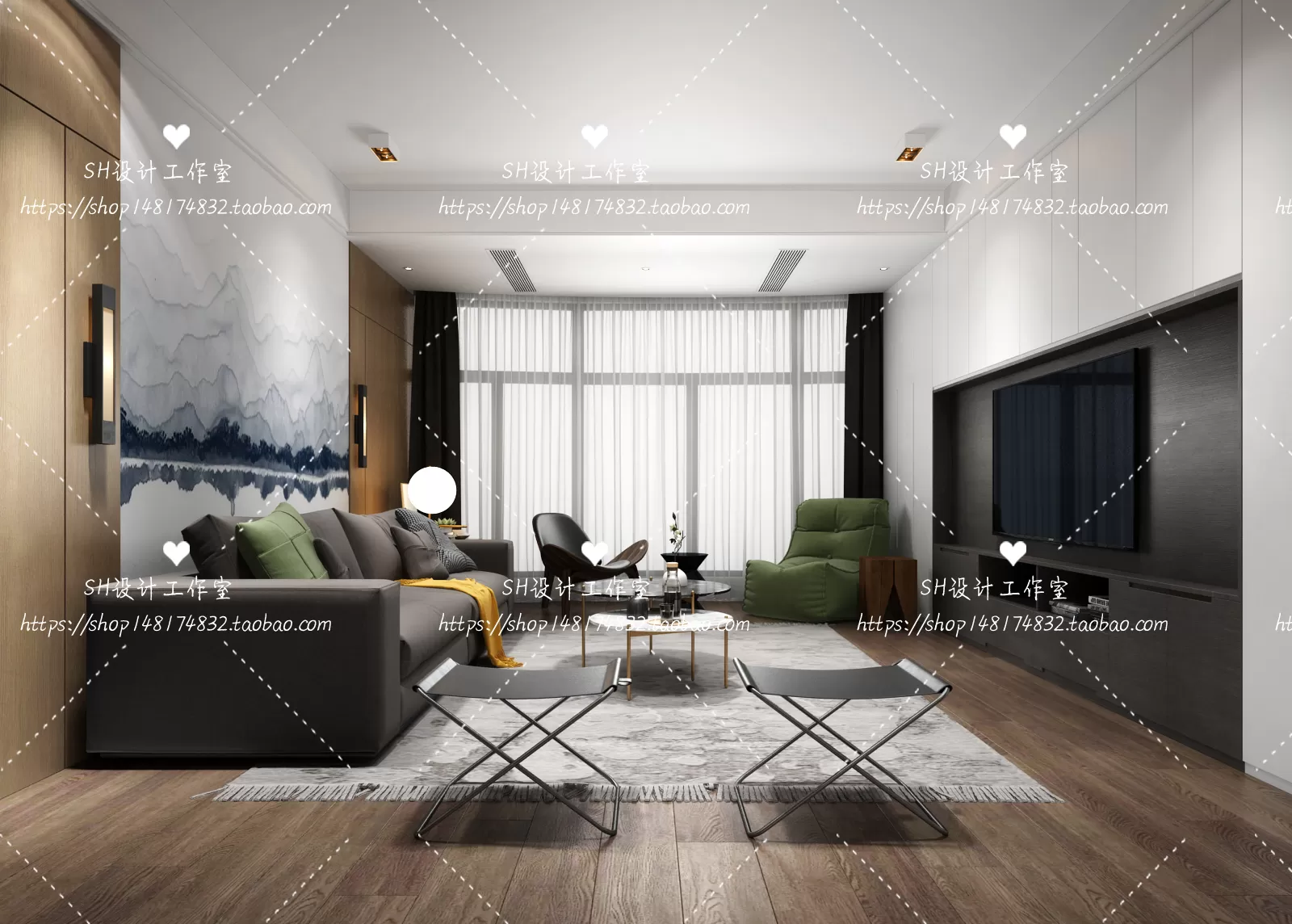 LIVING ROOM 3D SCENES – VRAY RENDER – 114