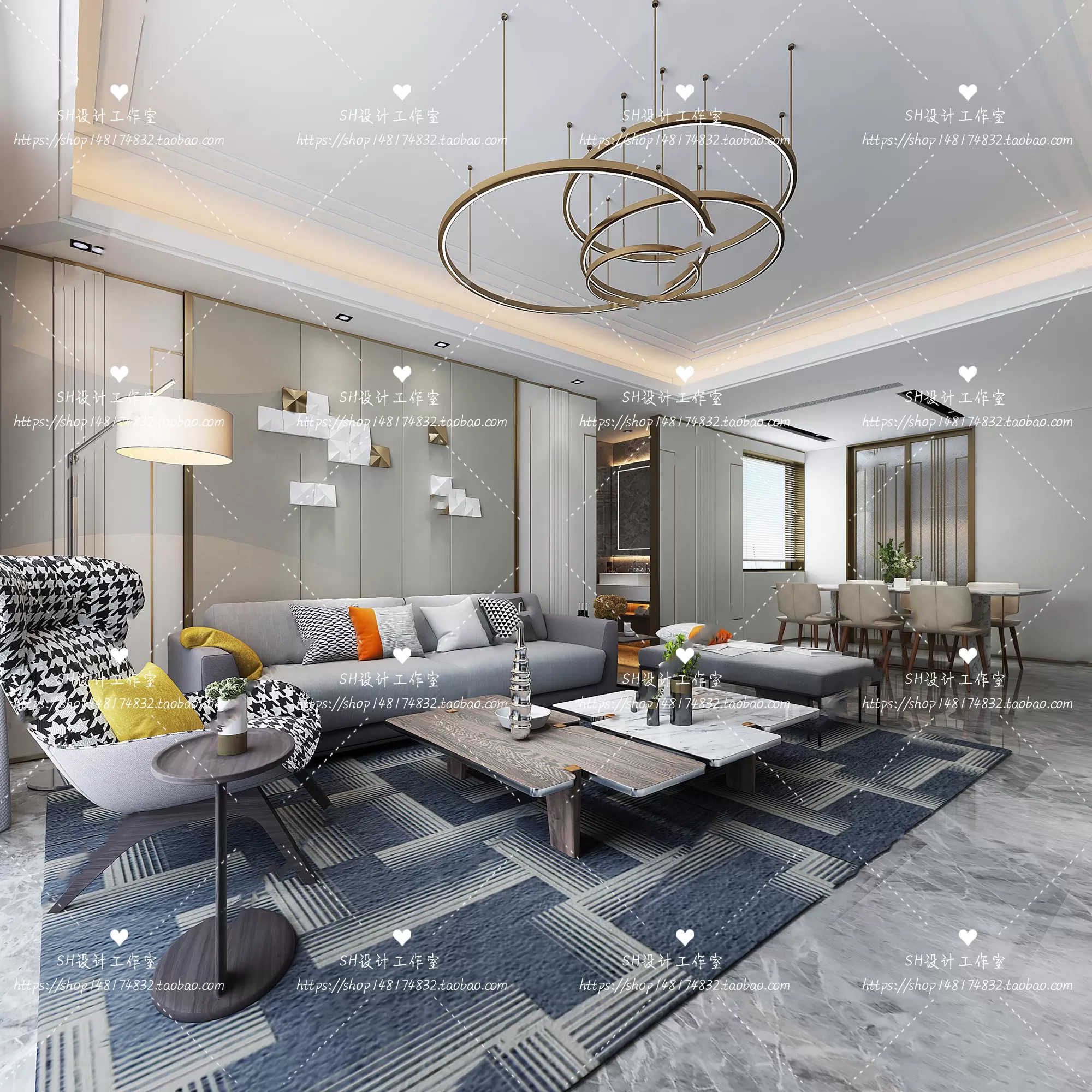 LIVING ROOM 3D SCENES – VRAY RENDER – 116