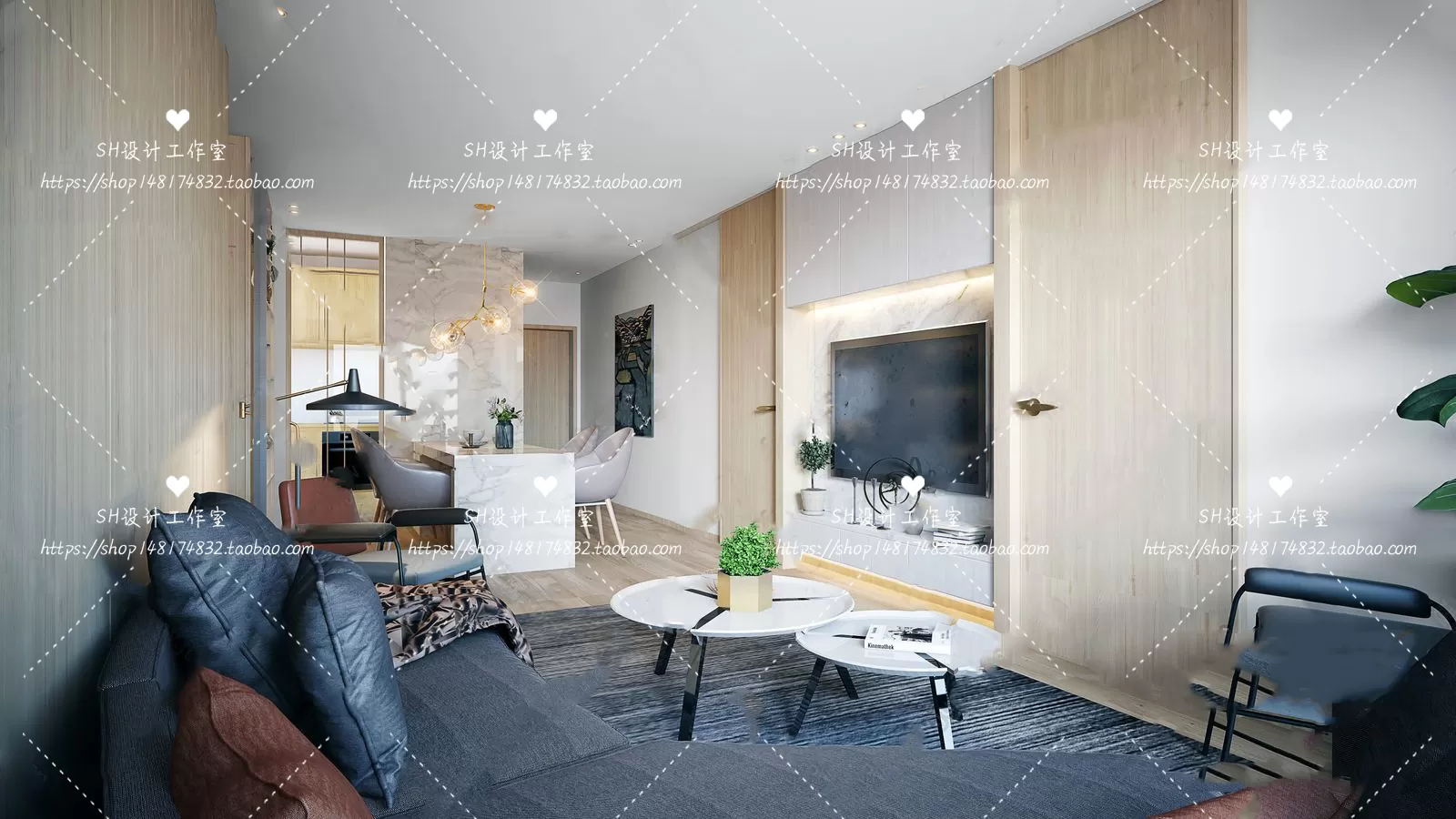 LIVING ROOM 3D SCENES – VRAY RENDER – 118