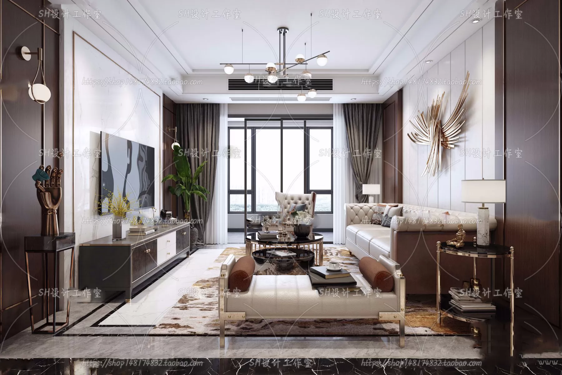 LIVING ROOM 3D SCENES – VRAY RENDER – 121