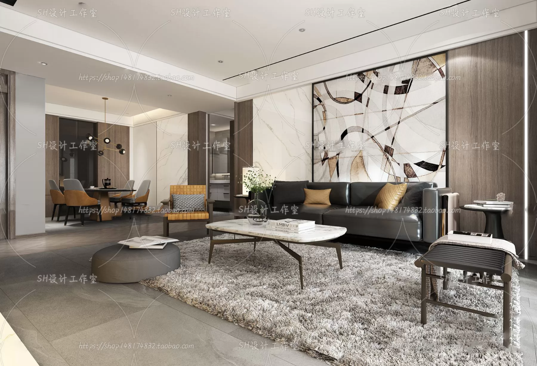 LIVING ROOM 3D SCENES – VRAY RENDER – 124