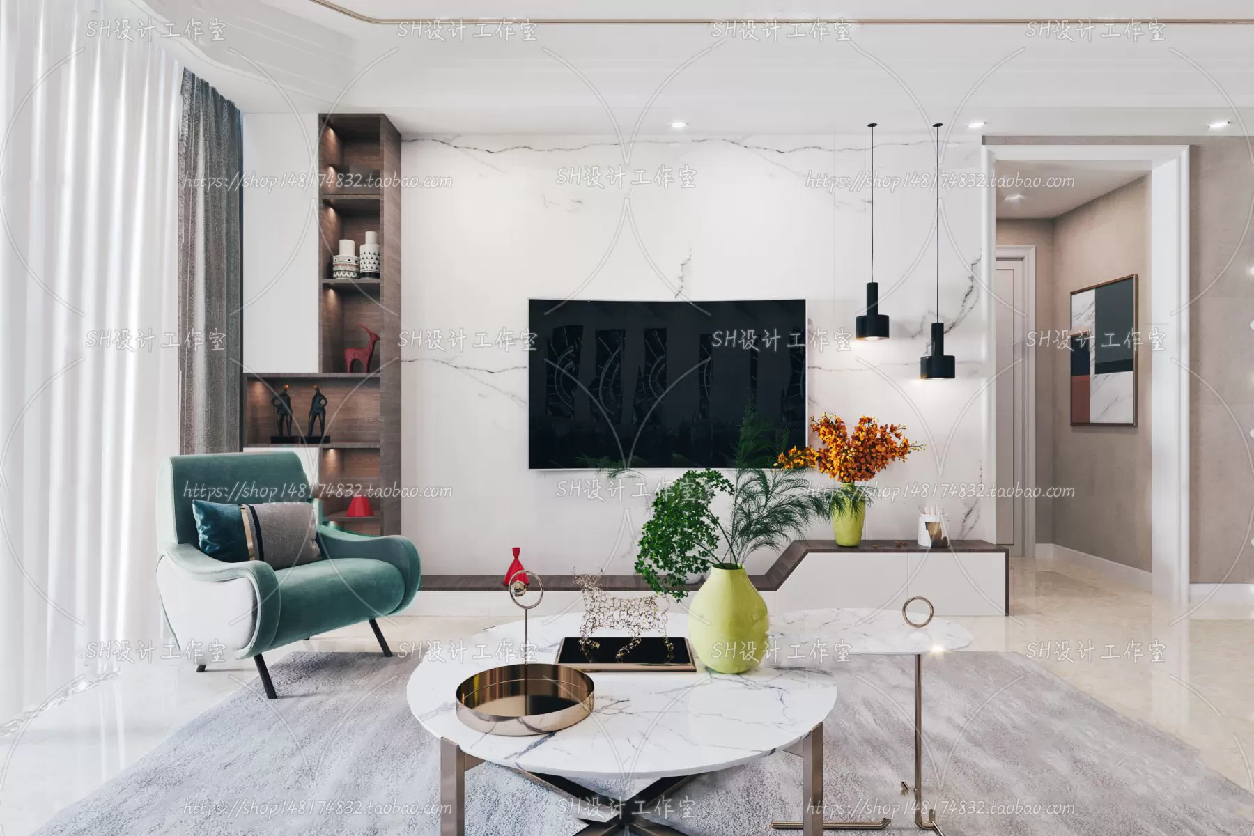 LIVING ROOM 3D SCENES – VRAY RENDER – 125