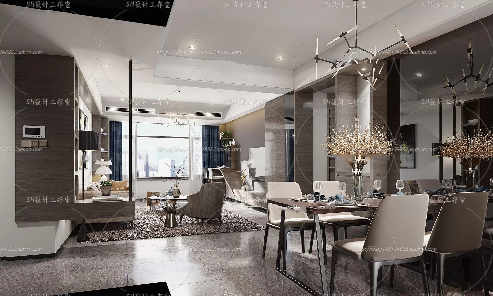 LIVING ROOM 3D SCENES – VRAY RENDER – 134