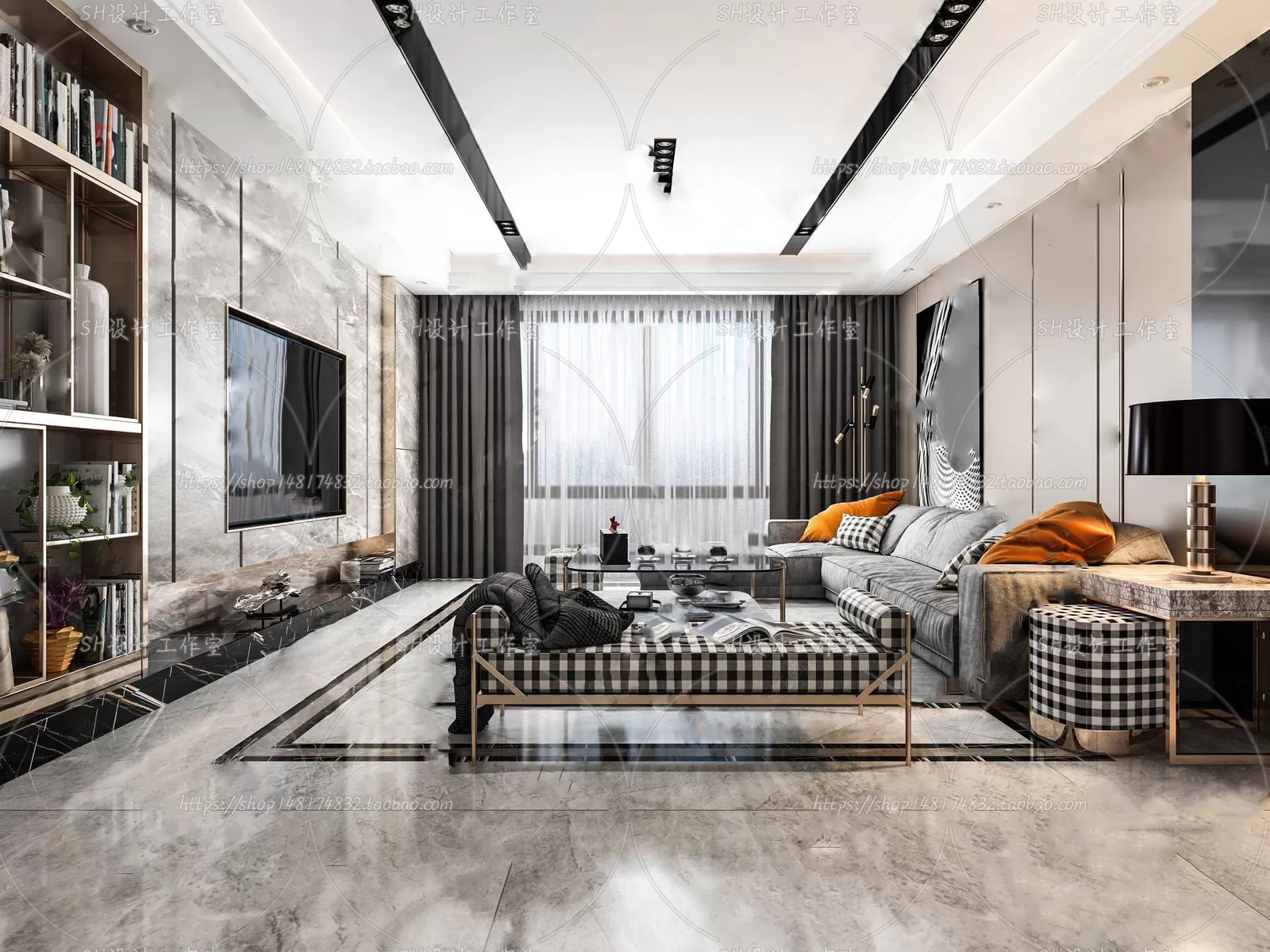 LIVING ROOM 3D SCENES – VRAY RENDER – 135