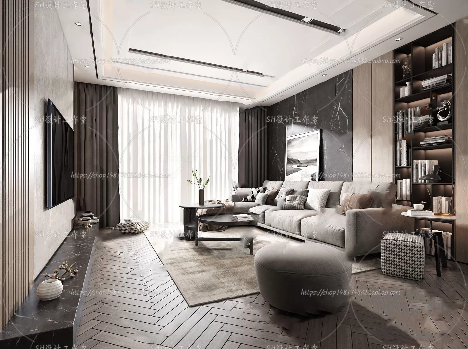 LIVING ROOM 3D SCENES – VRAY RENDER – 136