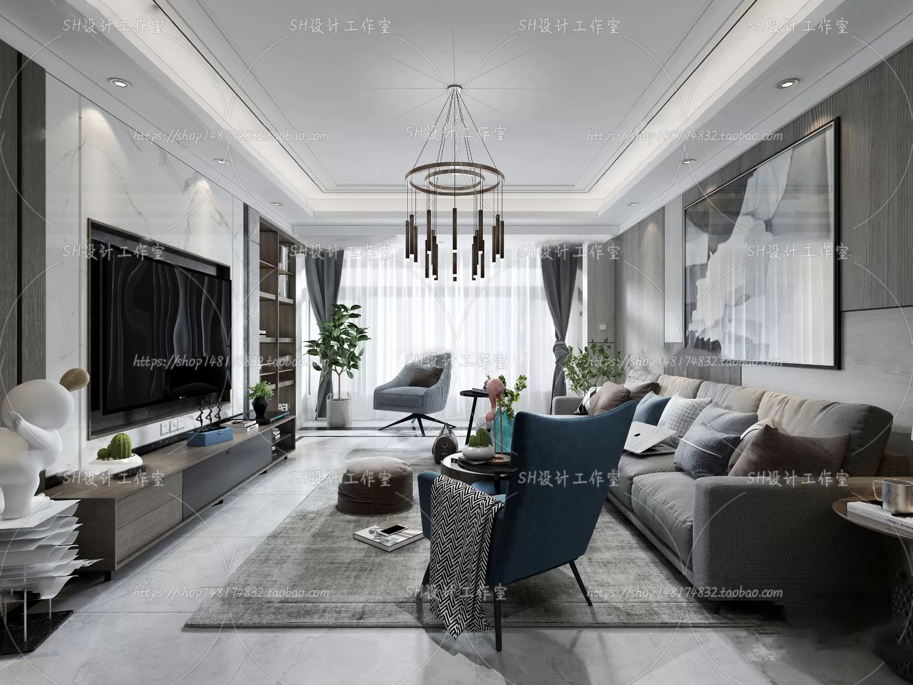 LIVING ROOM 3D SCENES – VRAY RENDER – 141