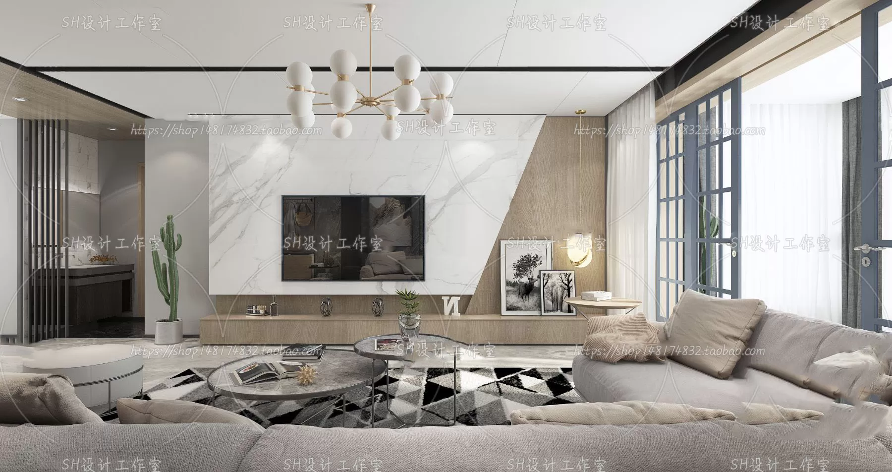 LIVING ROOM 3D SCENES – VRAY RENDER – 143