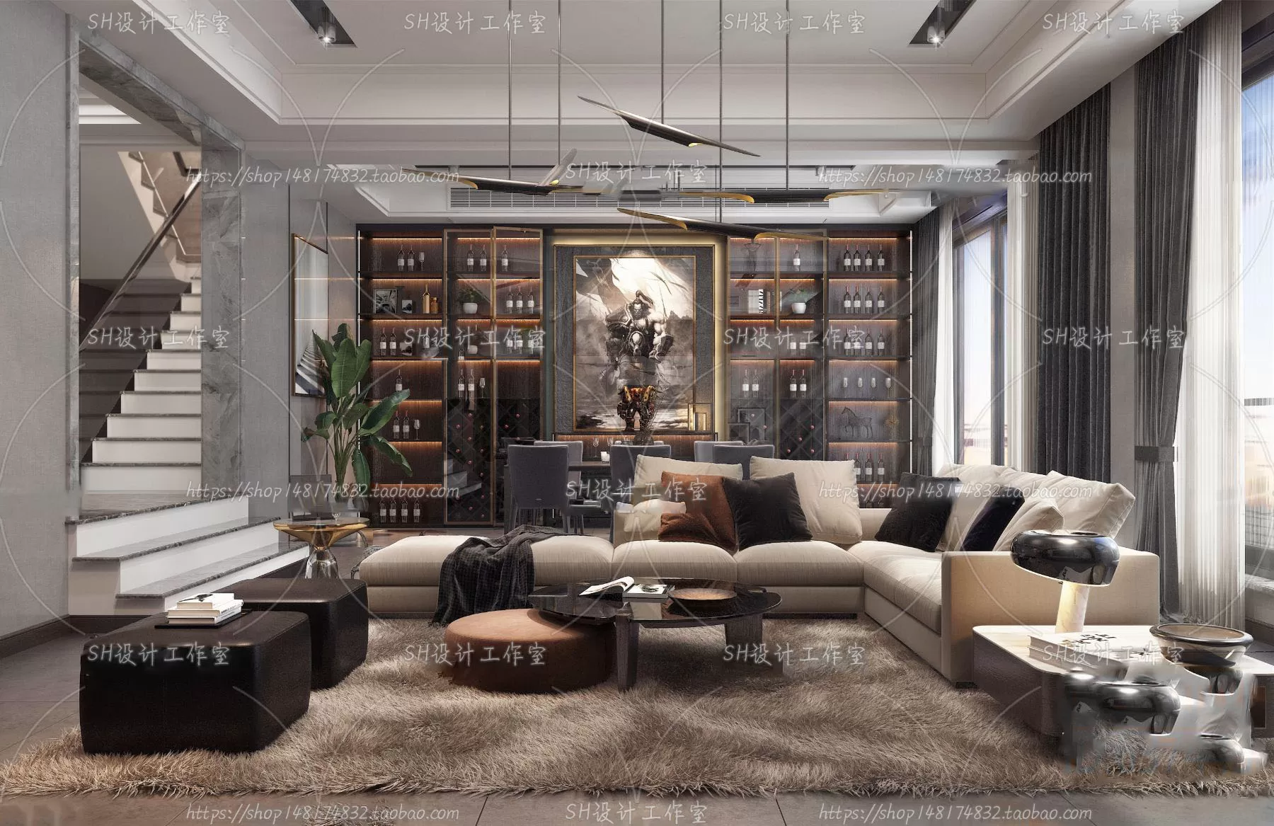 LIVING ROOM 3D SCENES – VRAY RENDER – 152