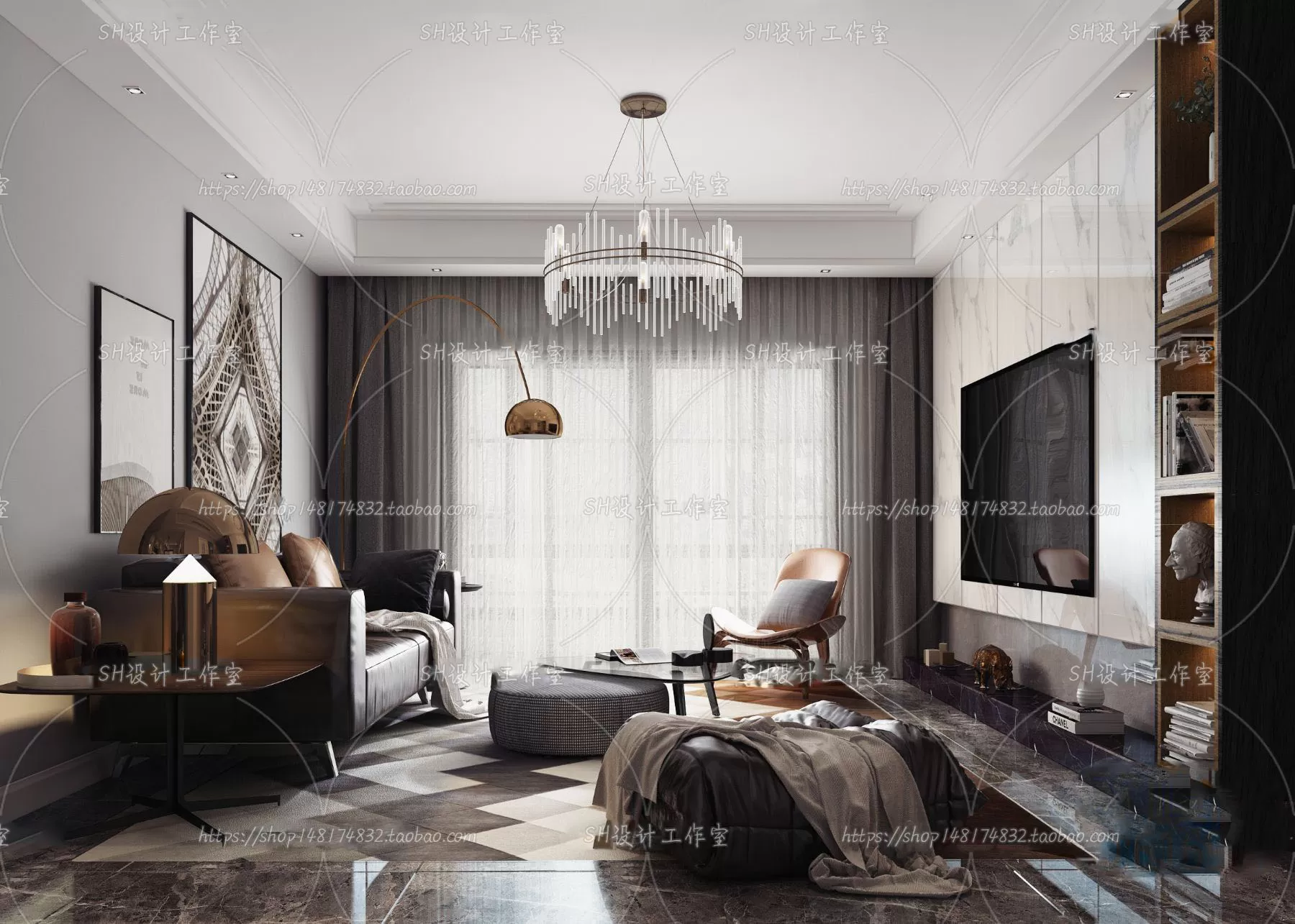 LIVING ROOM 3D SCENES – VRAY RENDER – 153