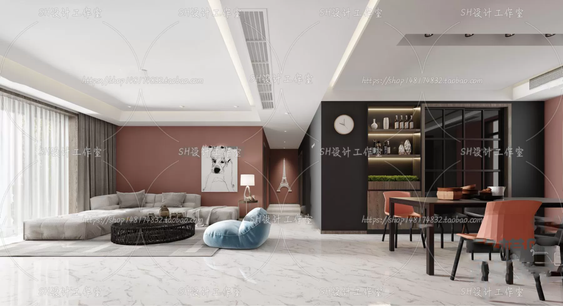 LIVING ROOM 3D SCENES – VRAY RENDER – 154
