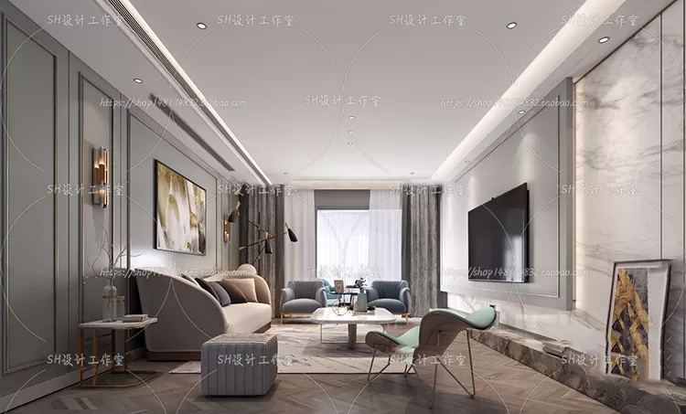 LIVING ROOM 3D SCENES – VRAY RENDER – 159