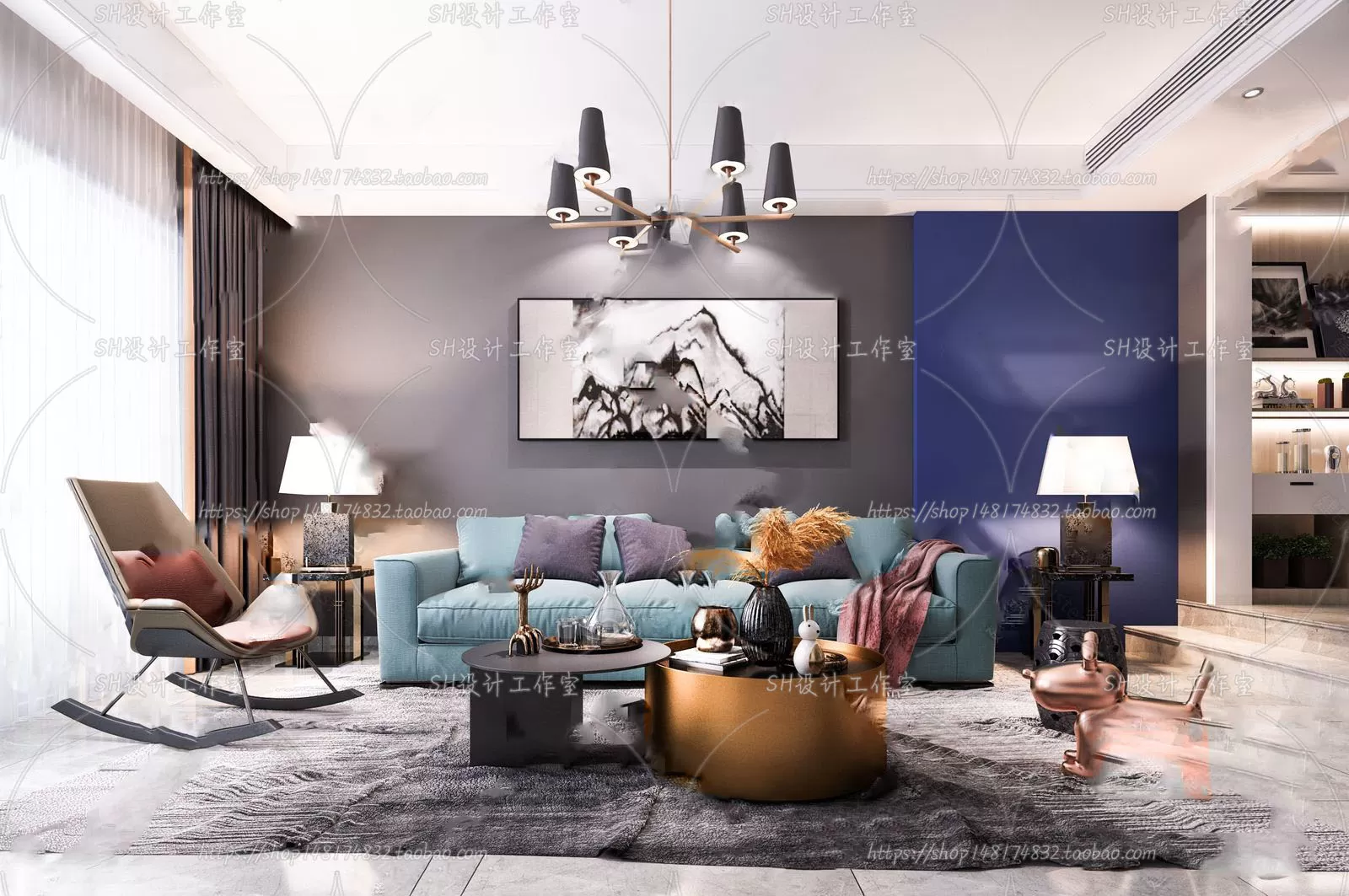 LIVING ROOM 3D SCENES – VRAY RENDER – 160