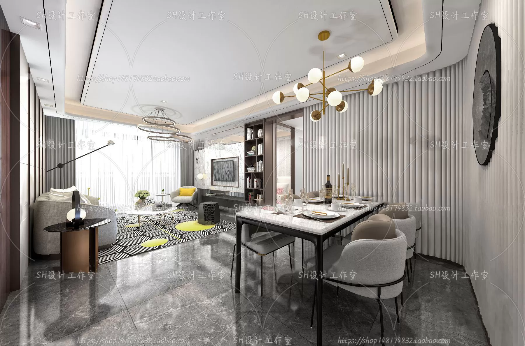 LIVING ROOM 3D SCENES – VRAY RENDER – 161