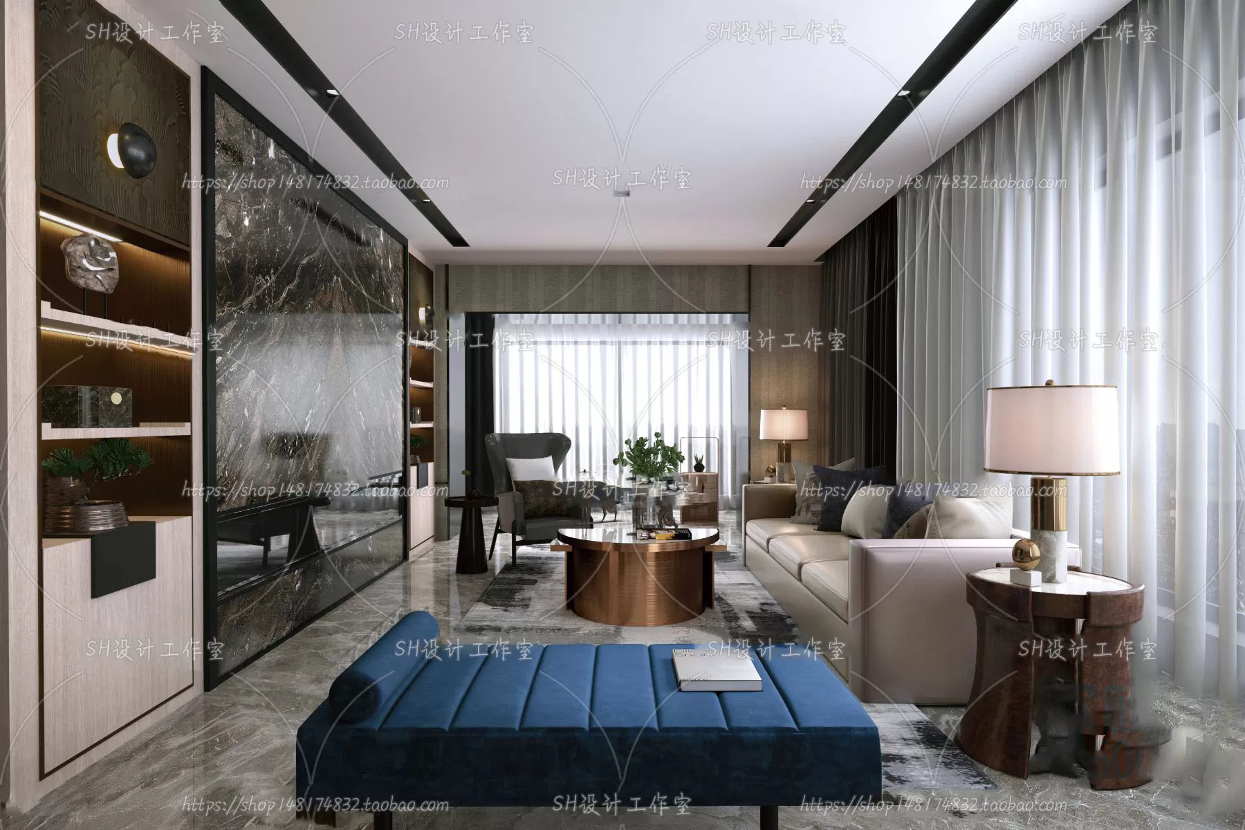 LIVING ROOM 3D SCENES – VRAY RENDER – 164