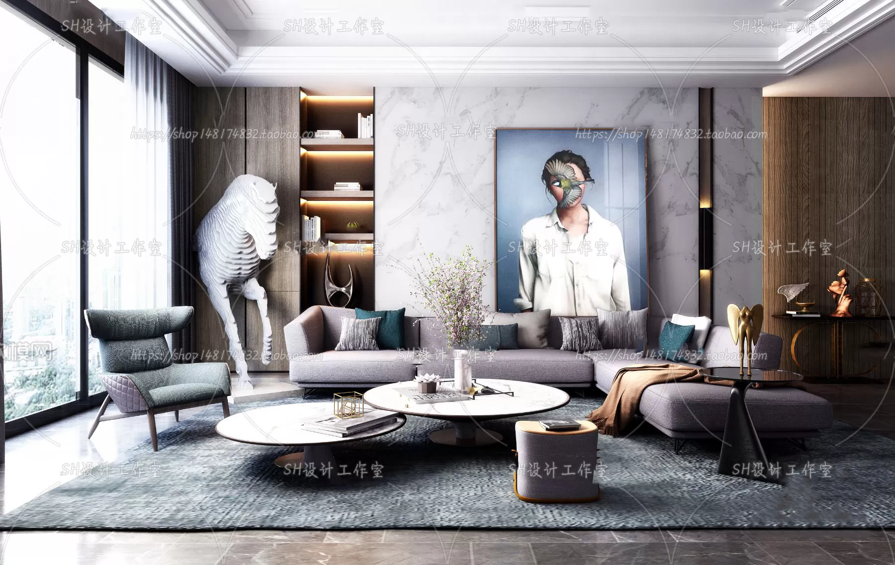 LIVING ROOM 3D SCENES – VRAY RENDER – 233 LIVING ROOM 3D SCENES – VRAY RENDER – 233