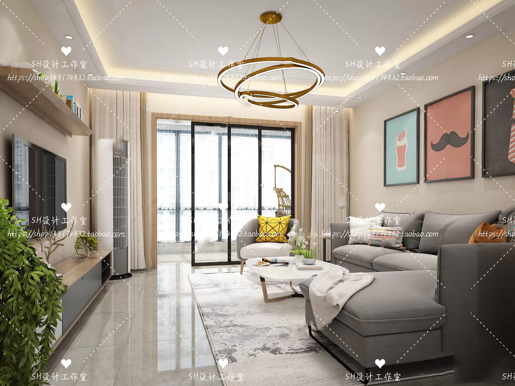 LIVING ROOM 3D SCENES – VRAY RENDER – 368