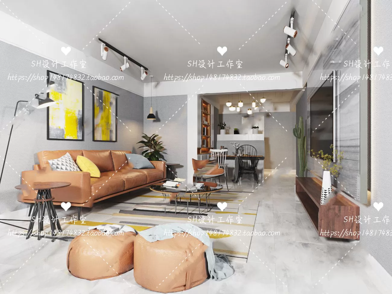 LIVING ROOM 3D SCENES – VRAY RENDER – 369