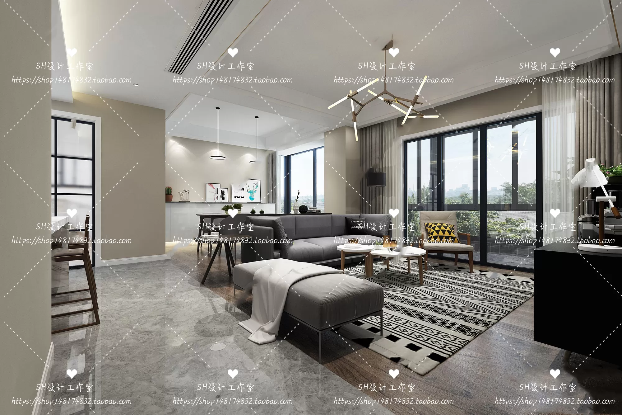 LIVING ROOM 3D SCENES – VRAY RENDER – 371