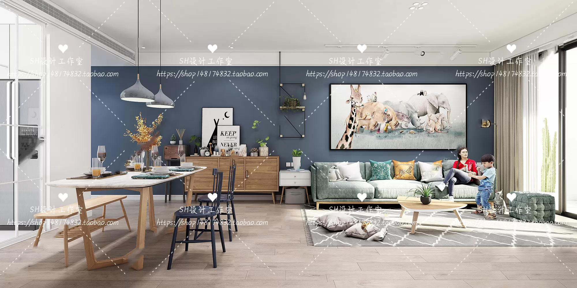 LIVING ROOM 3D SCENES – VRAY RENDER – 372