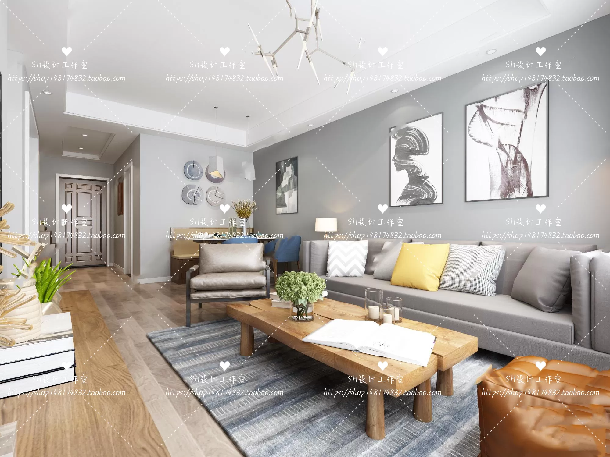 LIVING ROOM 3D SCENES – VRAY RENDER – 378