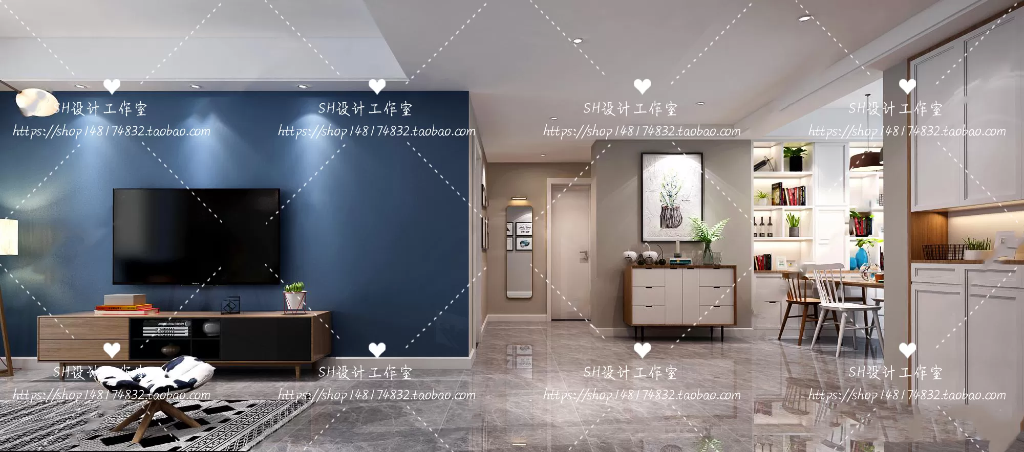 LIVING ROOM 3D SCENES – VRAY RENDER – 383