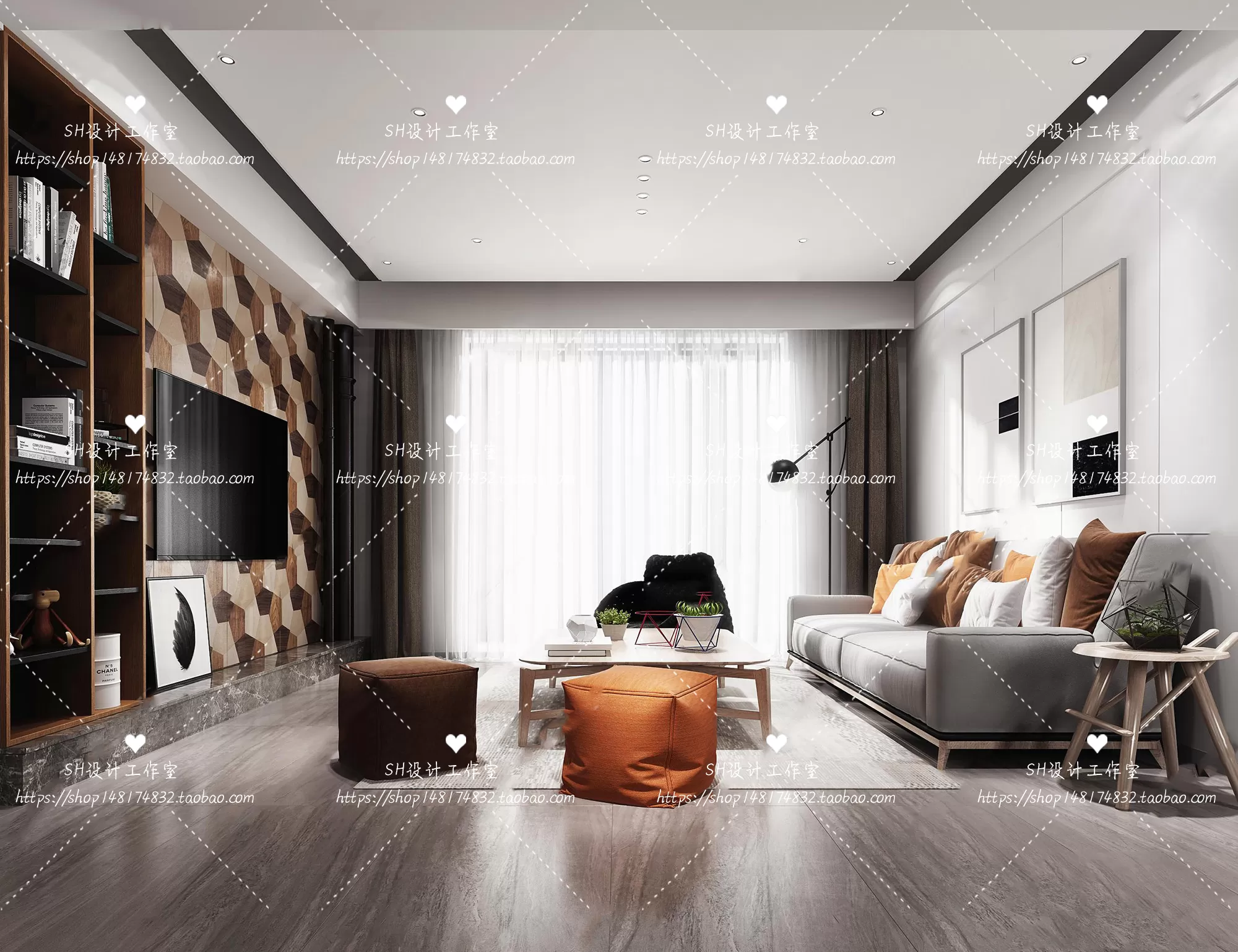 LIVING ROOM 3D SCENES – VRAY RENDER – 384