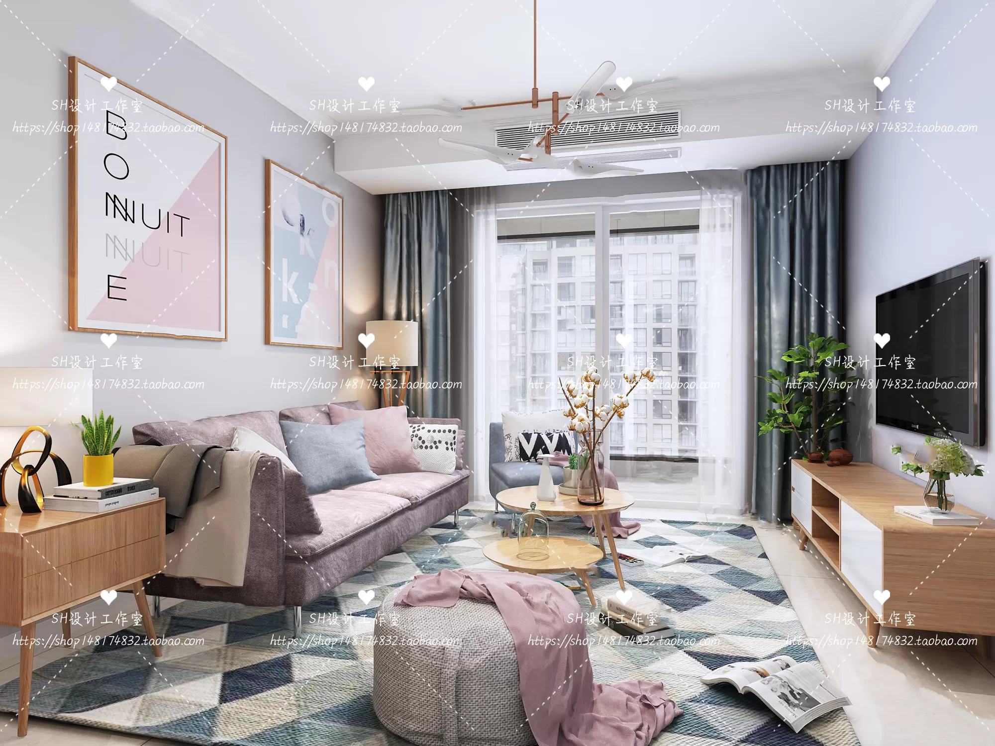 LIVING ROOM 3D SCENES – VRAY RENDER – 385