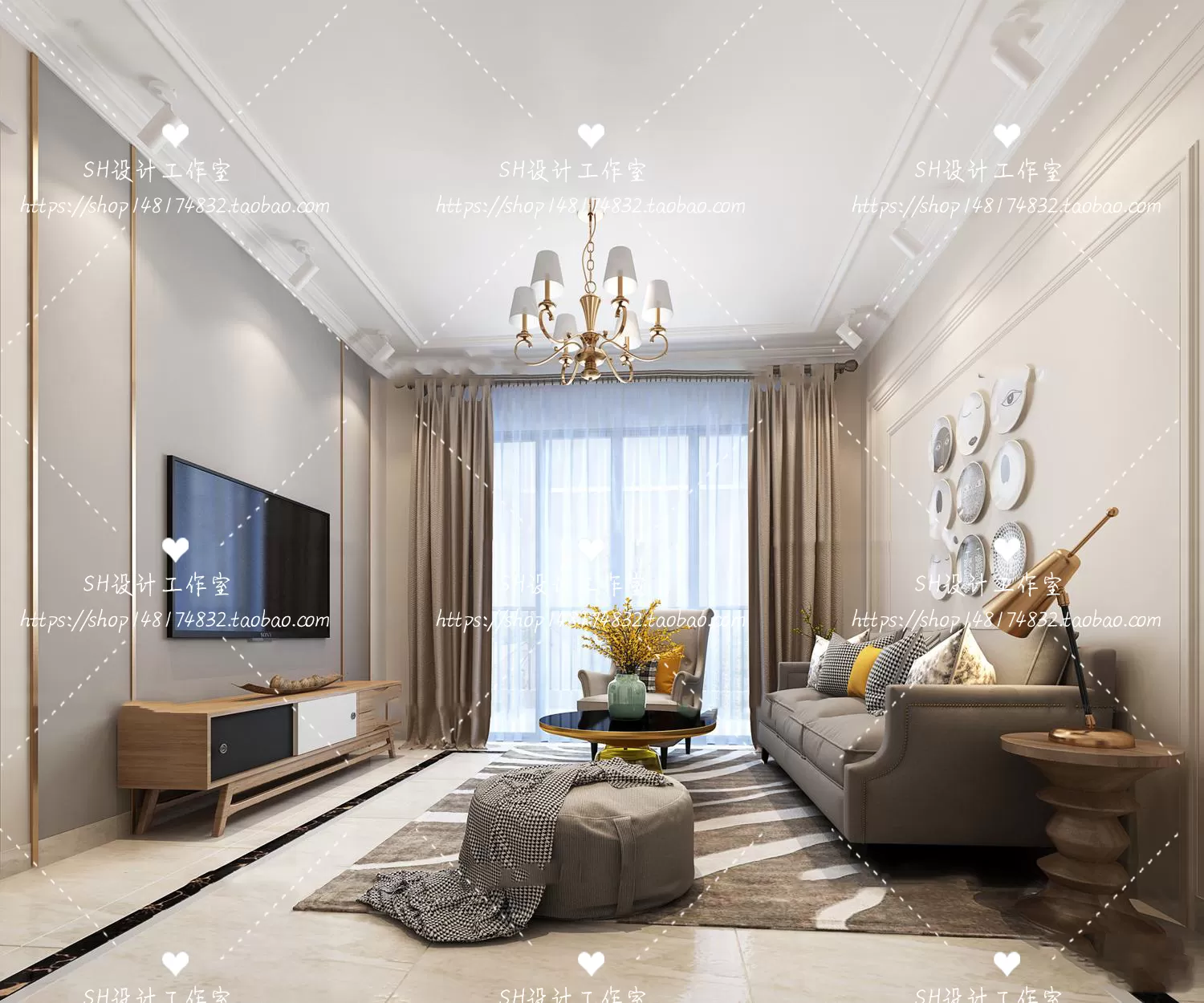 LIVING ROOM 3D SCENES – VRAY RENDER – 393