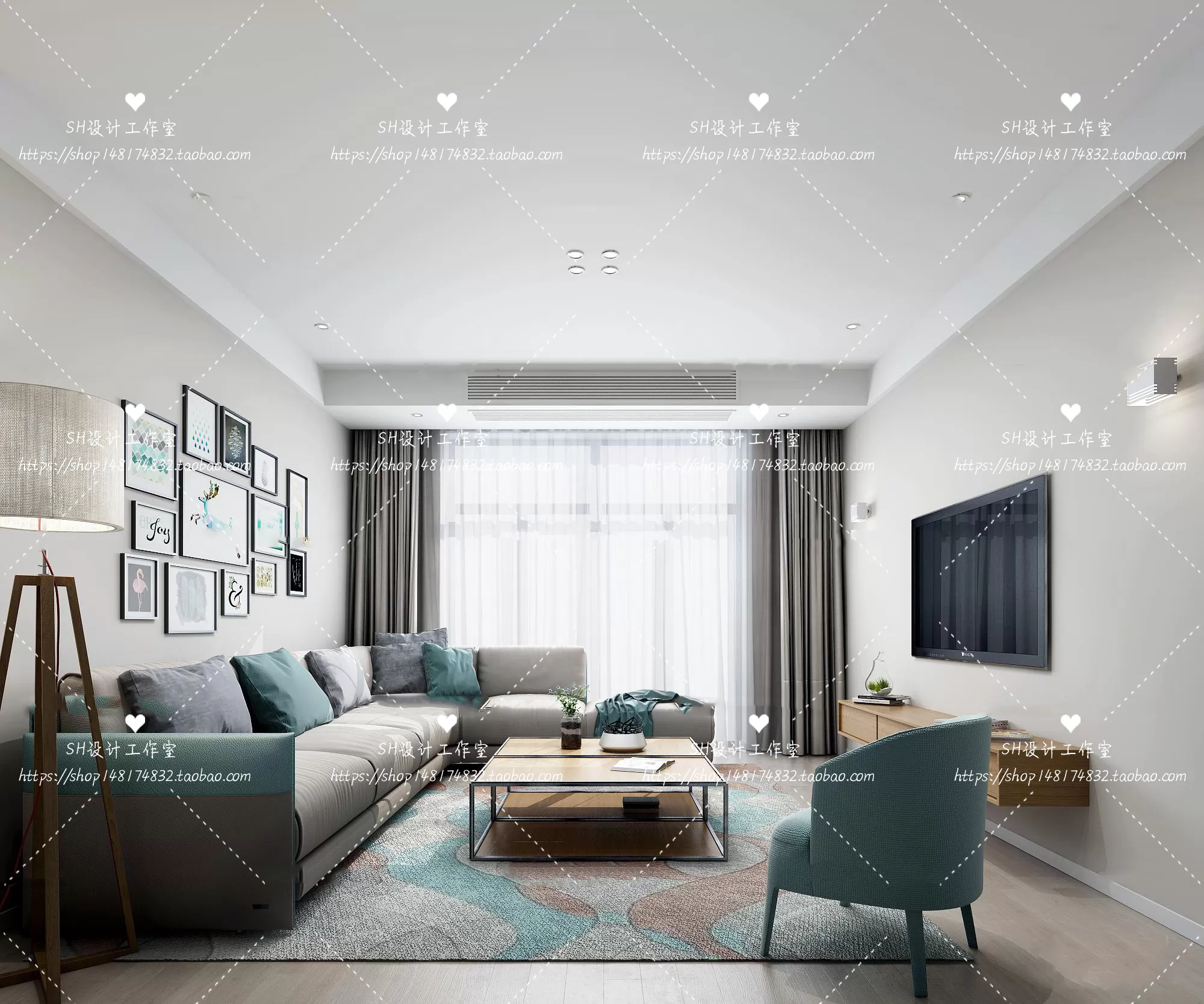 LIVING ROOM 3D SCENES – VRAY RENDER – 395