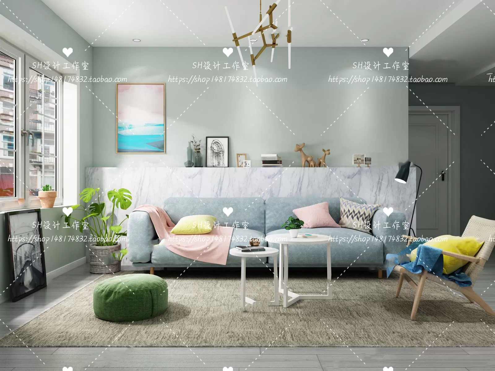 LIVING ROOM 3D SCENES – VRAY RENDER – 399