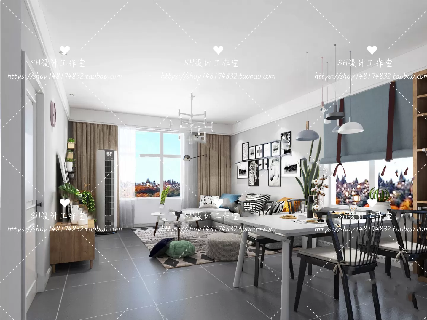 LIVING ROOM 3D SCENES – VRAY RENDER – 402