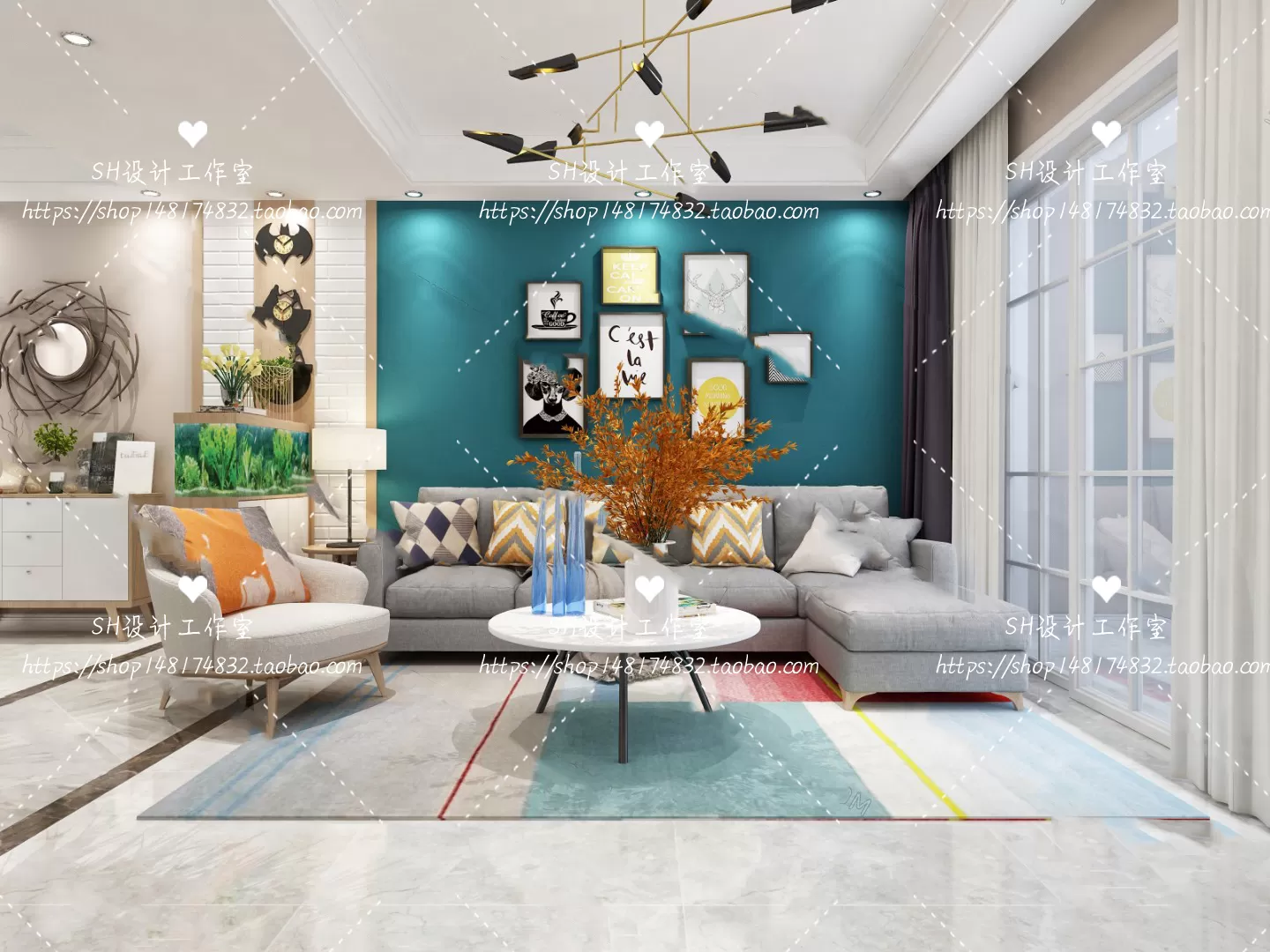 LIVING ROOM 3D SCENES – VRAY RENDER – 404