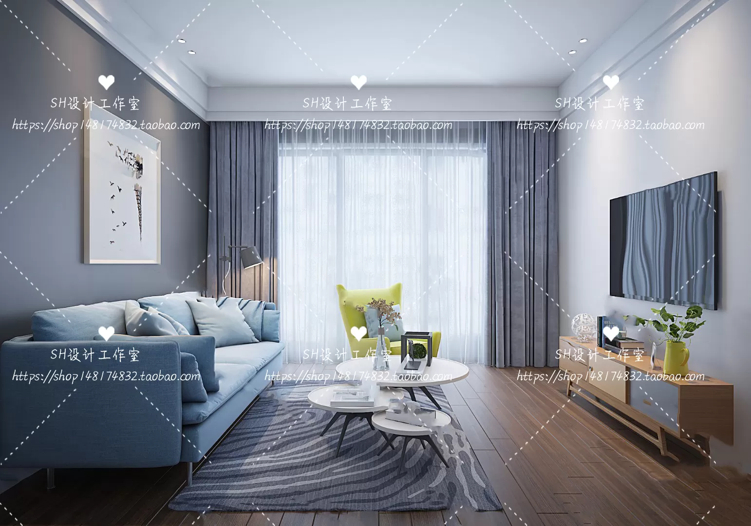 LIVING ROOM 3D SCENES – VRAY RENDER – 405