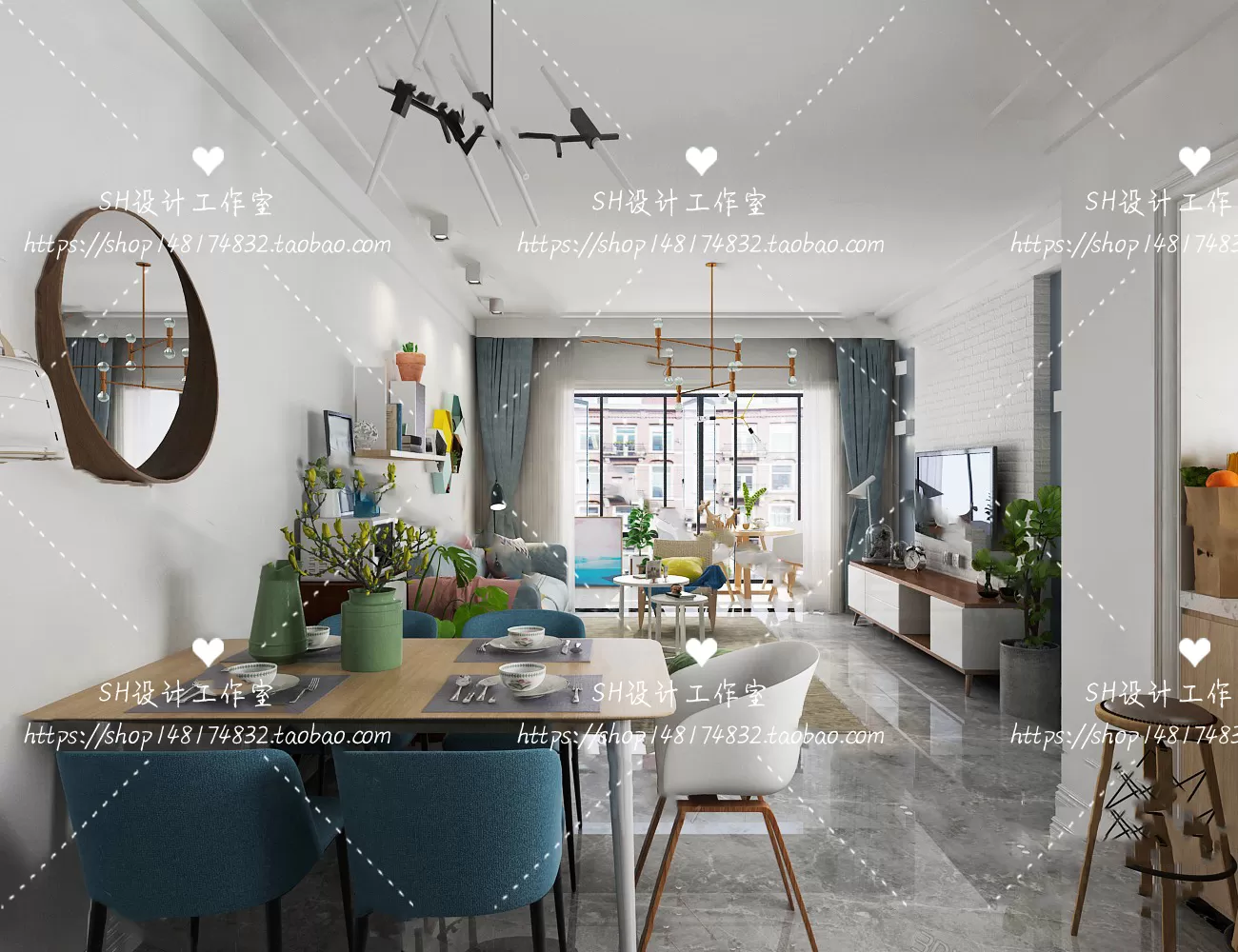 LIVING ROOM 3D SCENES – VRAY RENDER – 407