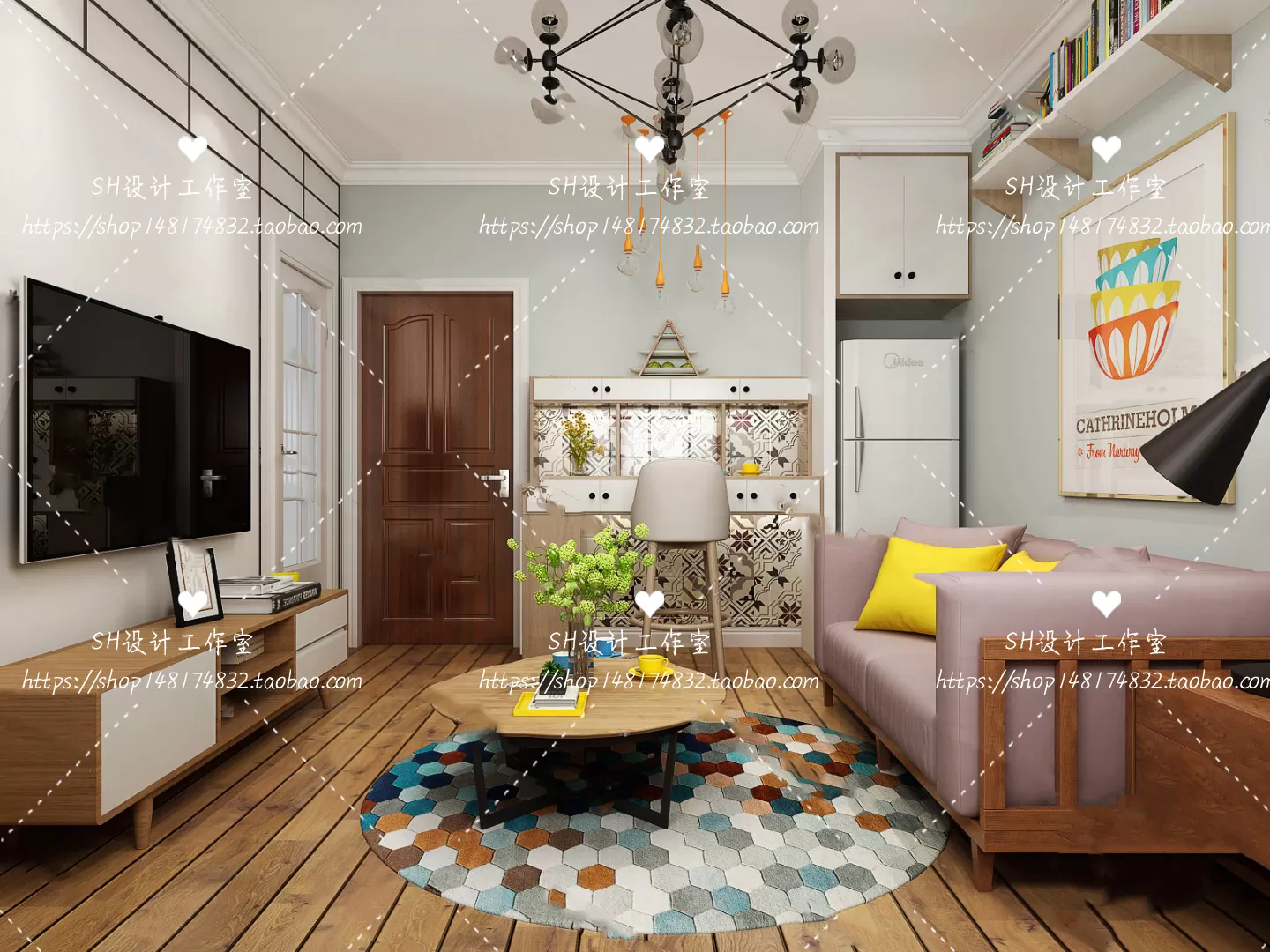 LIVING ROOM 3D SCENES – VRAY RENDER – 410