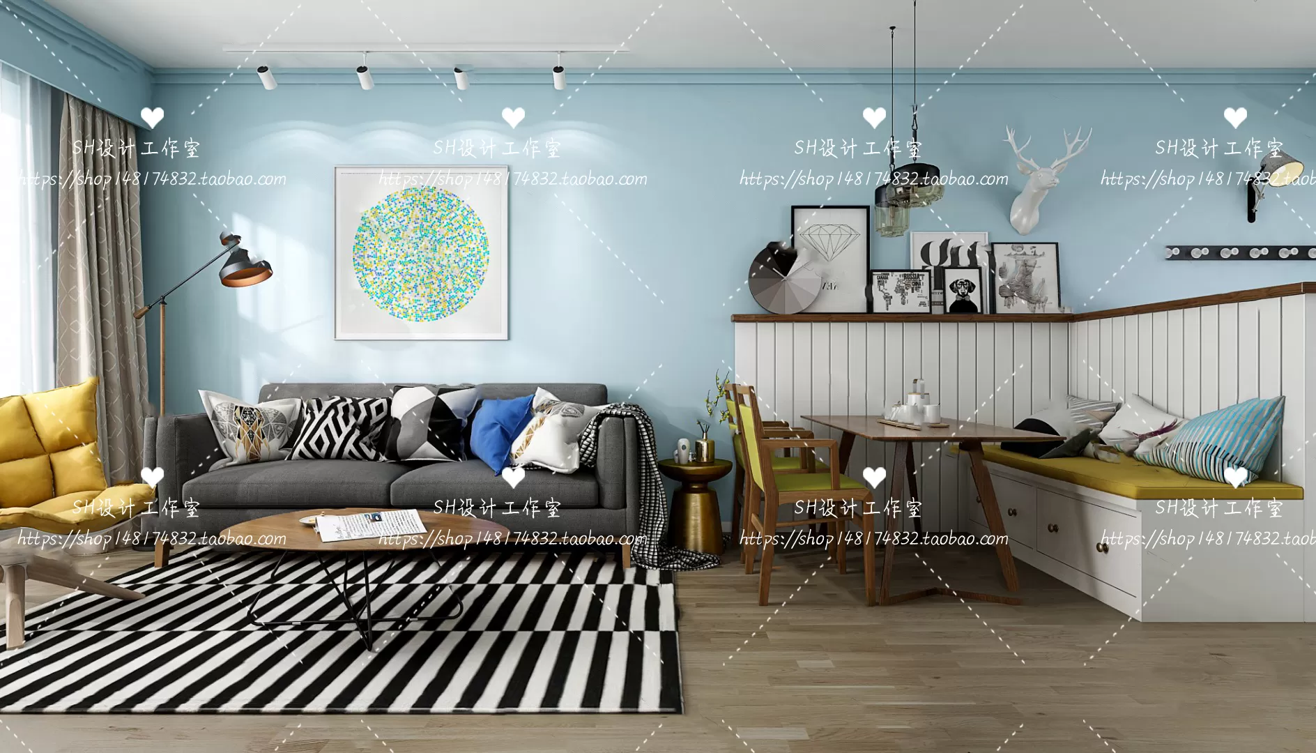 LIVING ROOM 3D SCENES – VRAY RENDER – 411